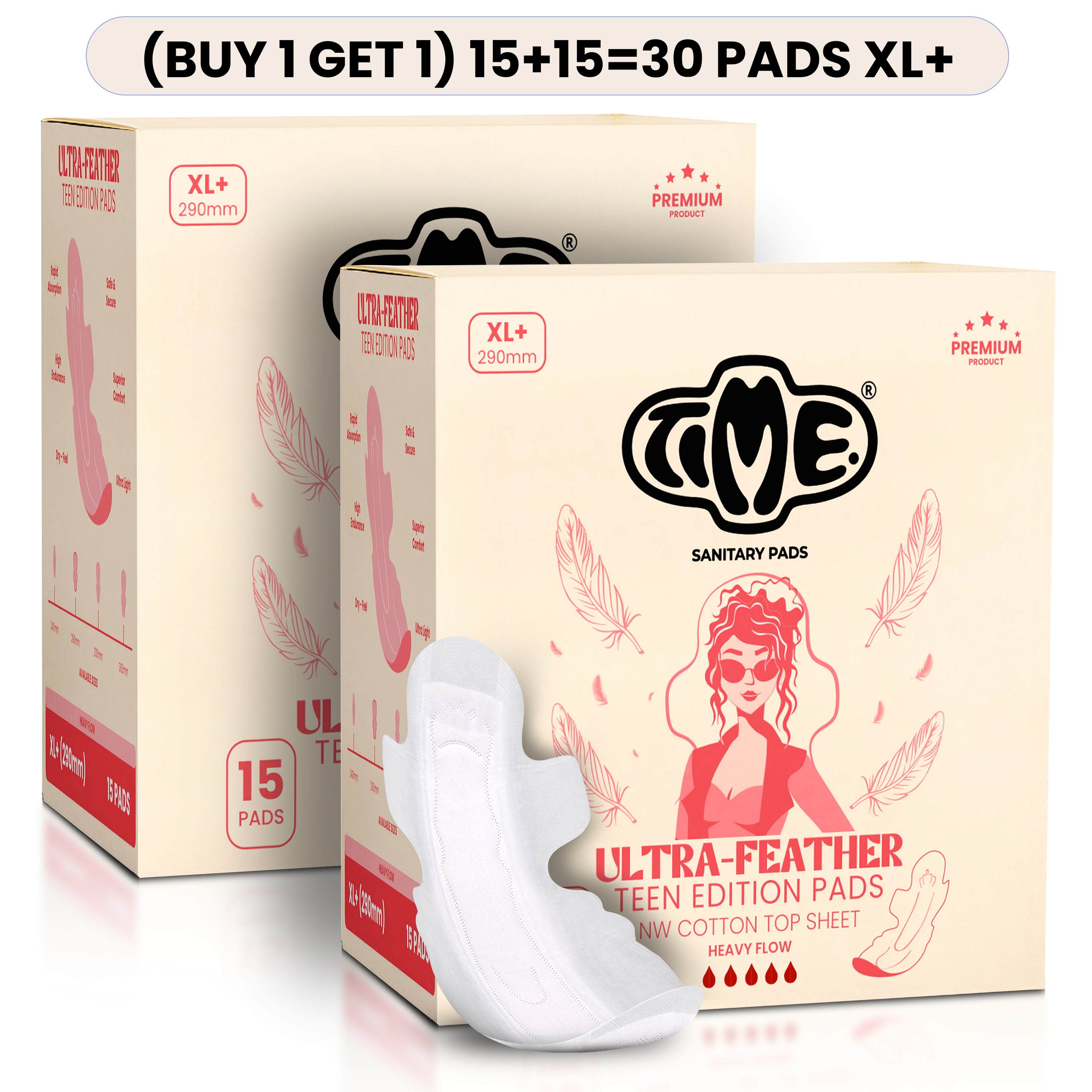 Ultra soft cotton top cover pads for women XL 15 Pads × 2 (B1G1 Pack)