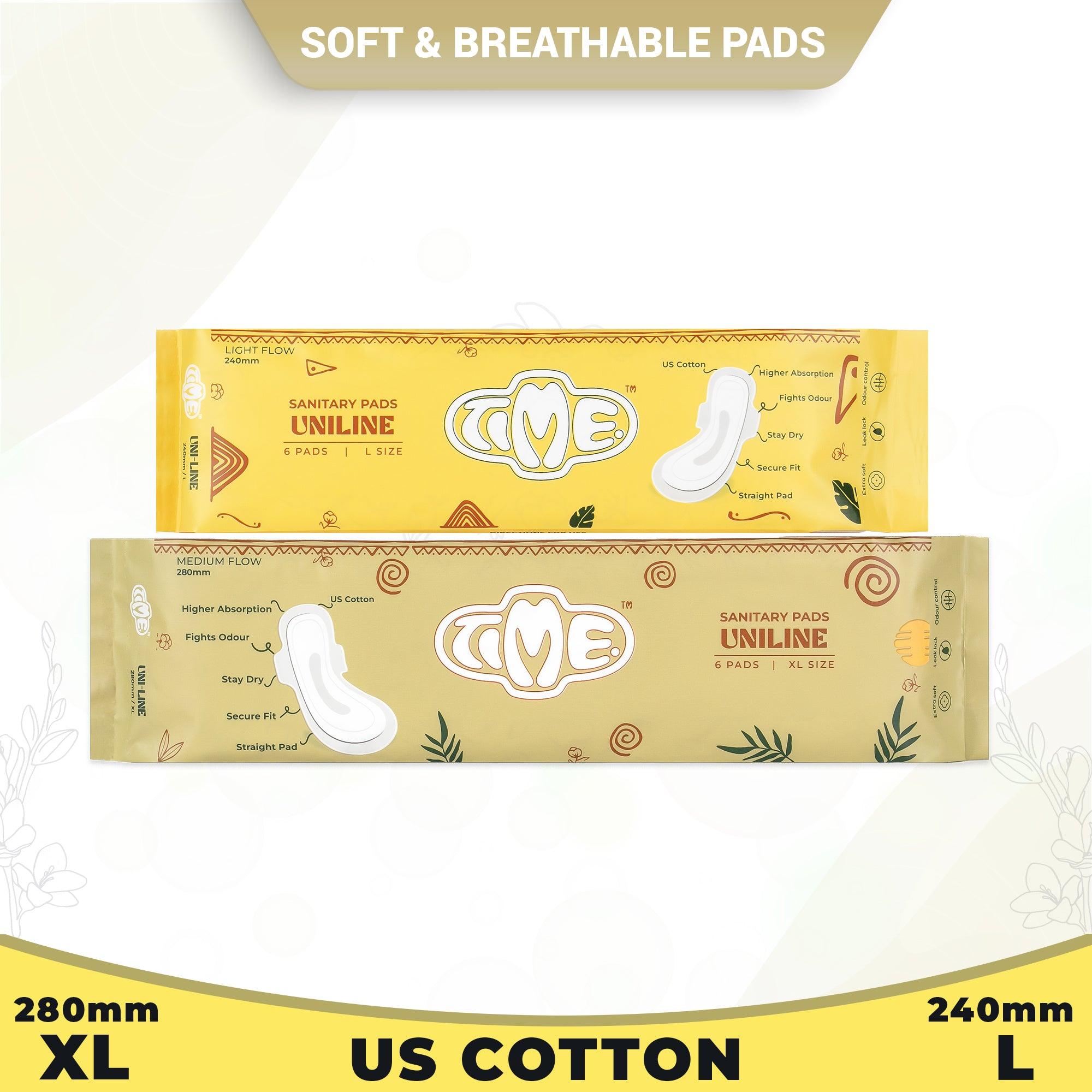 Ultra Safe US Cotton Sanitary Pads - XL - TIMEPADS