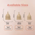Time Menstrual Cup Available Sizes – Small 21ml, Medium 32ml and Large 41ml with Dimensions