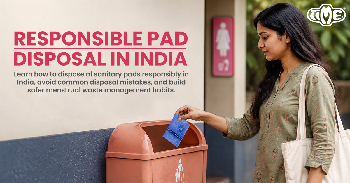 A women is disposing a sanitary napkin in a dustbin