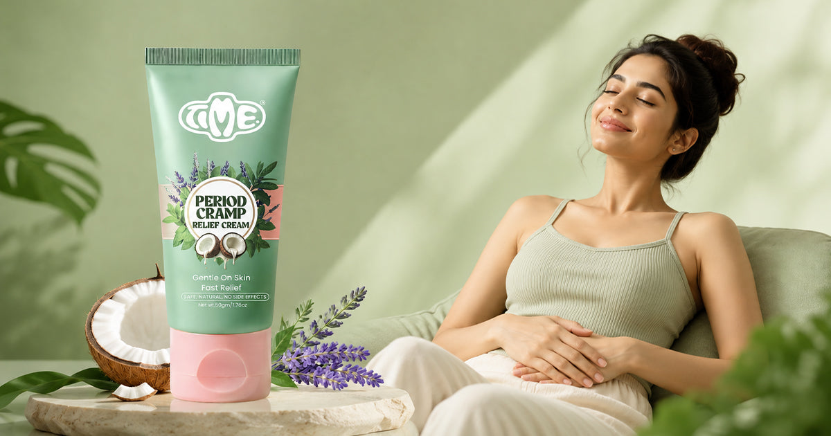 Get relief from period bloating with TIME period pain relief cream