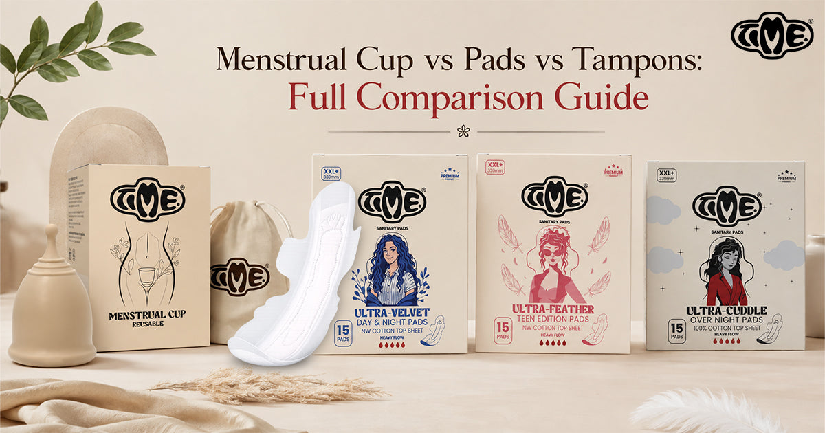 TIME sanitary products which includes the three variants in sanitary pads and menstrual cups