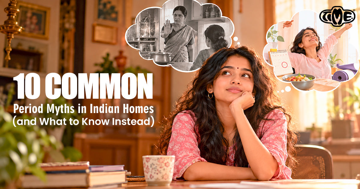 A girl is thinking about period myths in her home