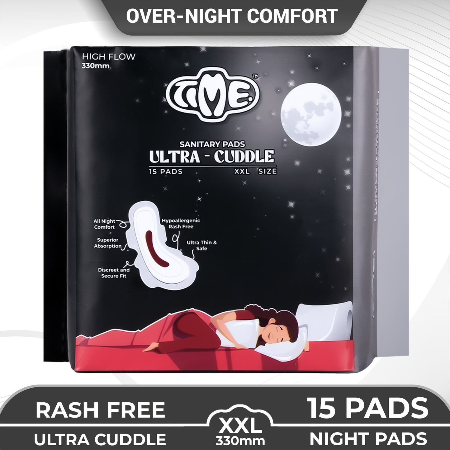 Time Ultra Cuddle Super Combo Sanitary Pads (1 pack each) | Over Night Comfort | Leak guard | High Flow