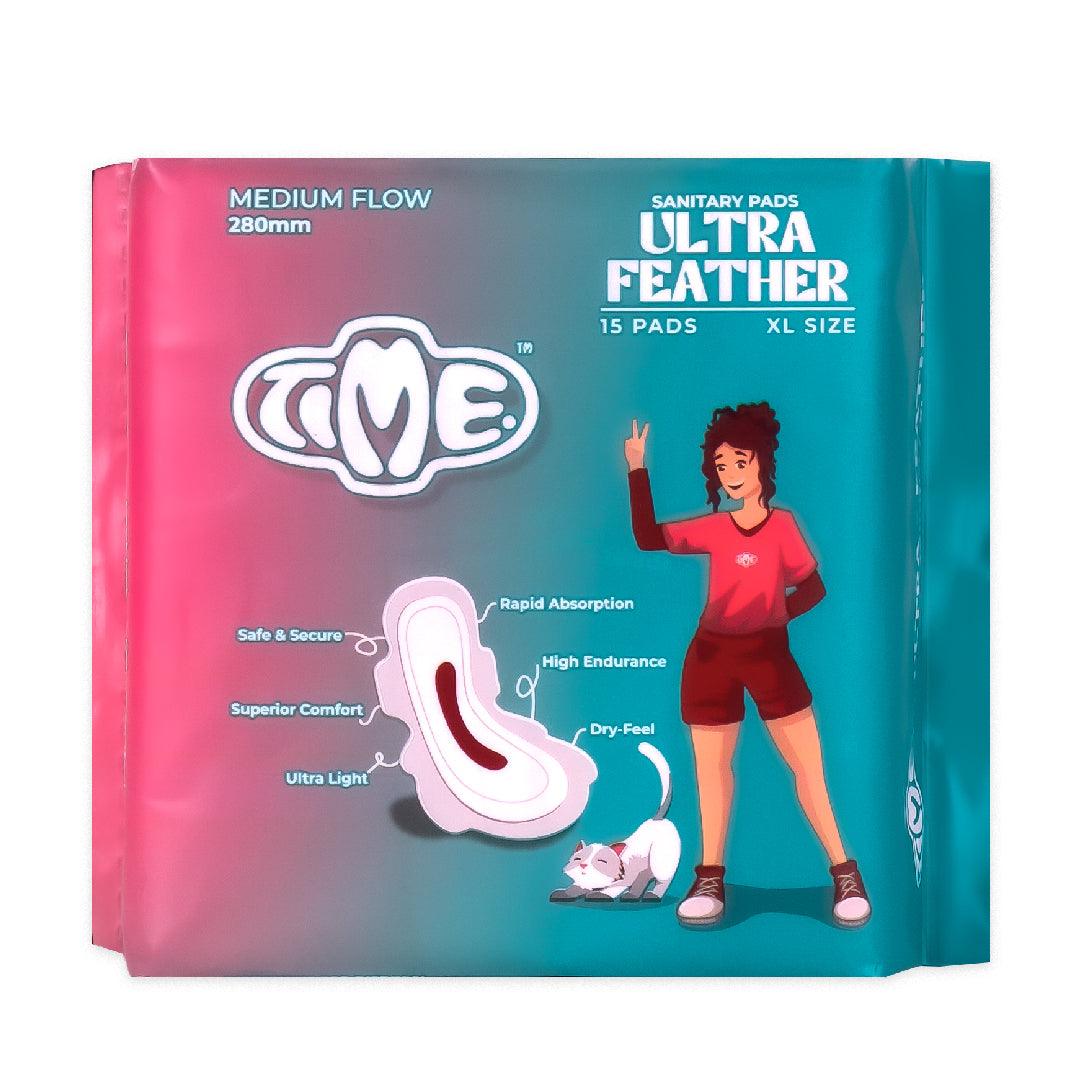 Ultra Feather XL 15 & Ultra Cuddle XXL 15 (1 pack each) Sanitary Pads - Timepads.in