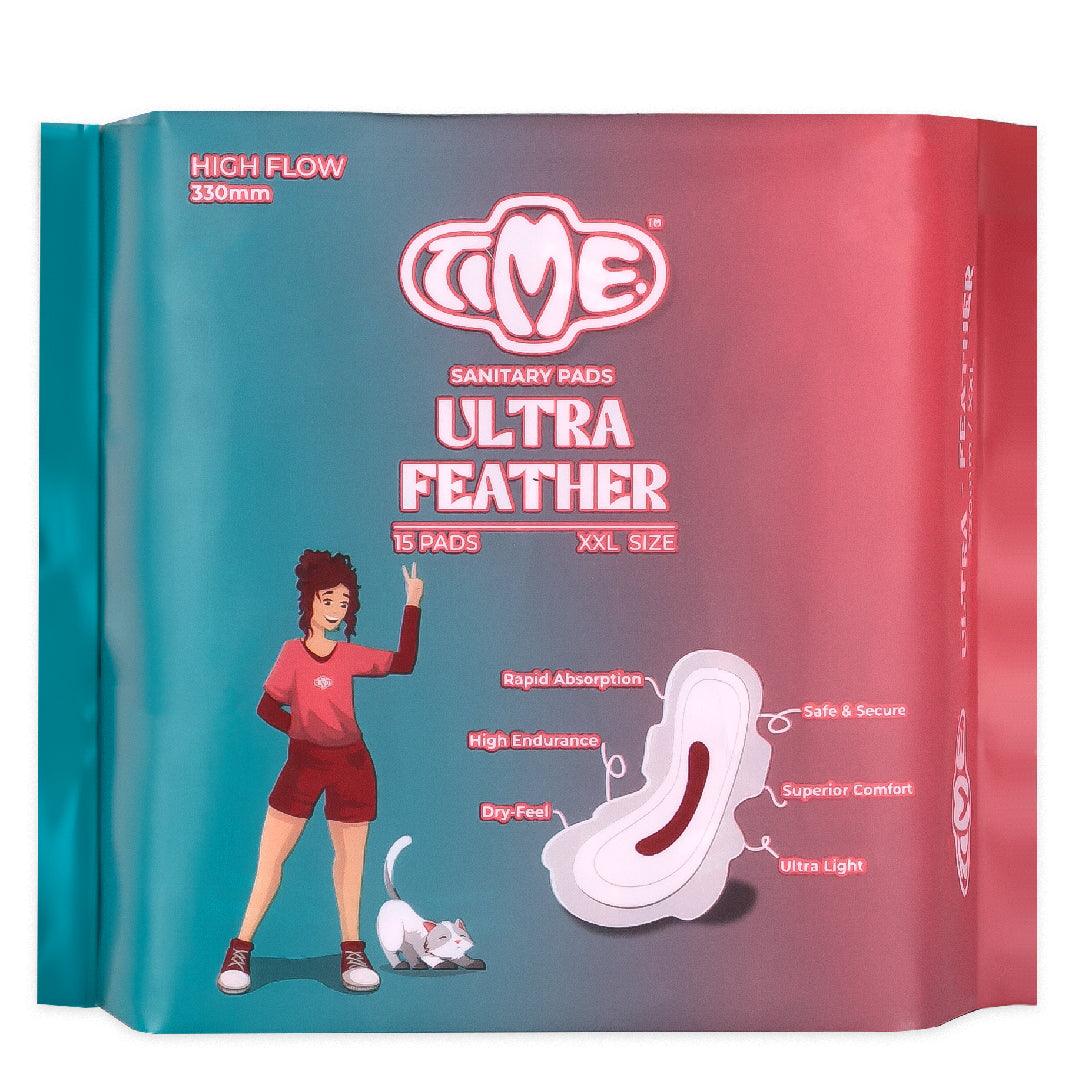 Ultra Feather XXL 15 & Ultra Cuddle XXL 7 (1 pack each) Sanitary Pads - Timepads.in