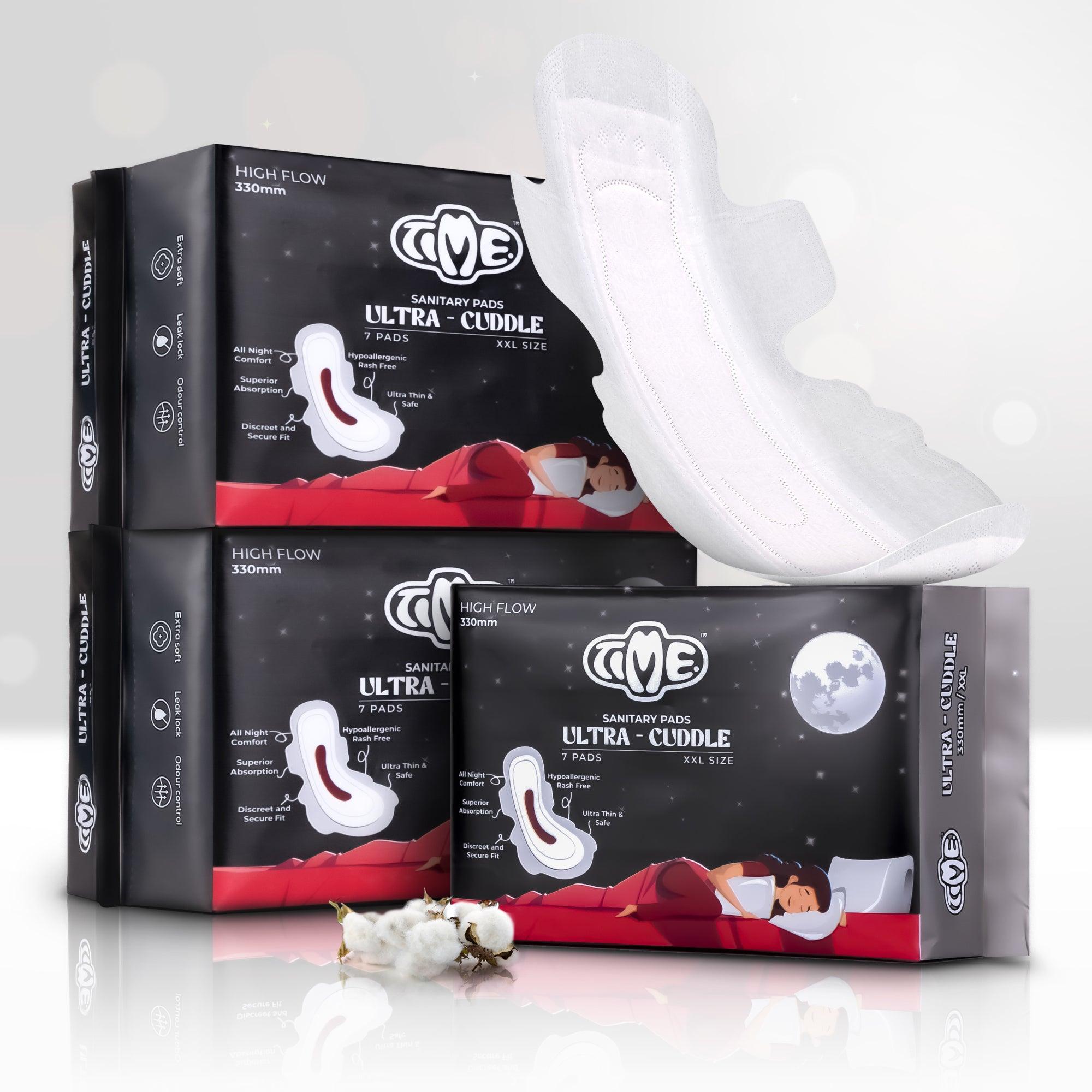 Extra-large, highly absorbent pads designed for optimal comfort and protection during heavy flow days.