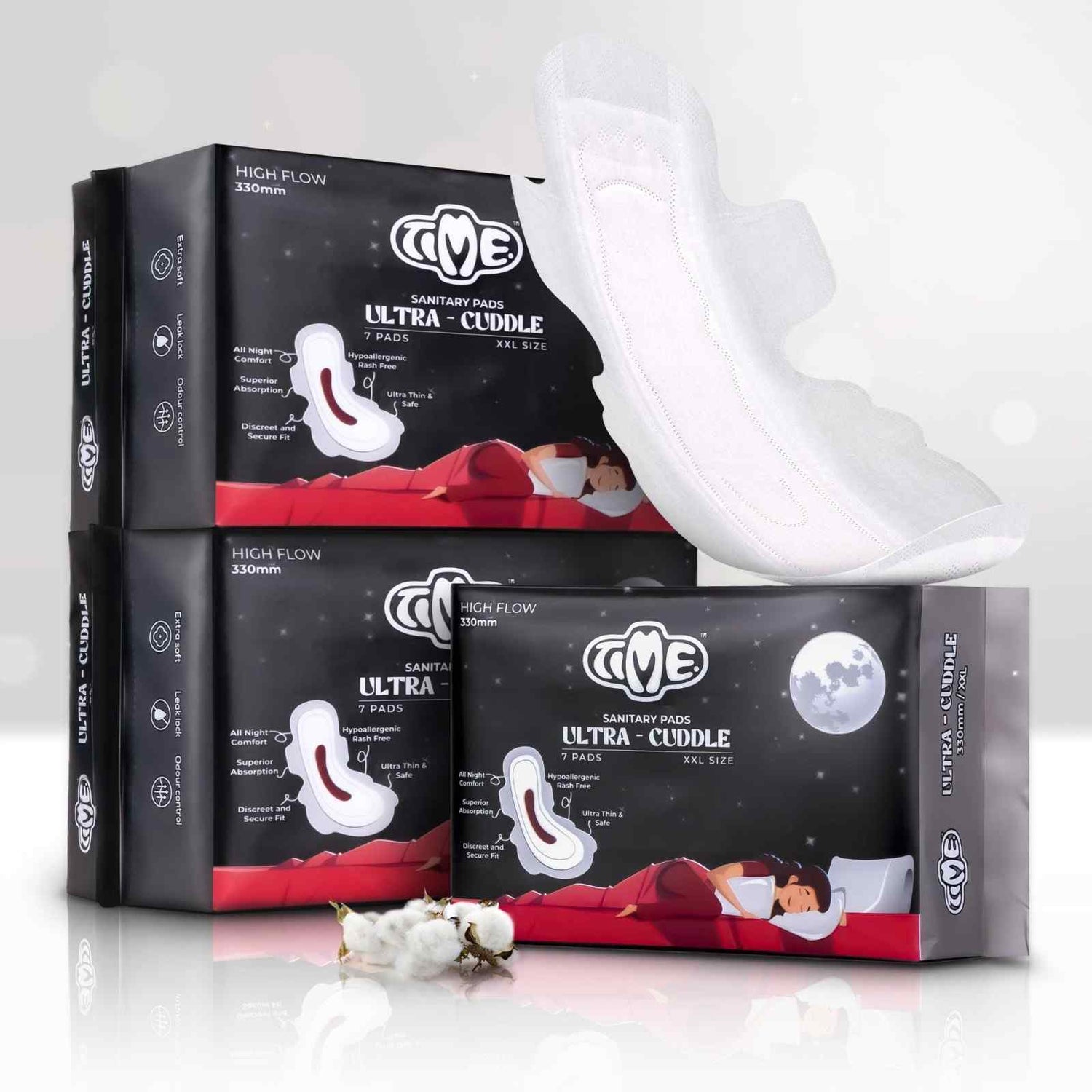 Night pads - High absorbency sanitary pads XXL pack of 7 (3 packs)