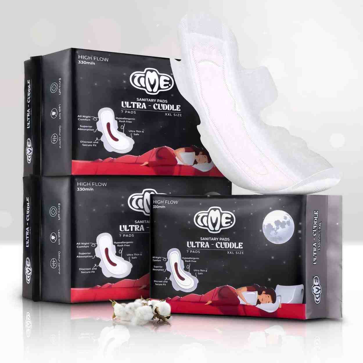 Night pads - High absorbency sanitary pads XXL pack of 7 (3 packs)