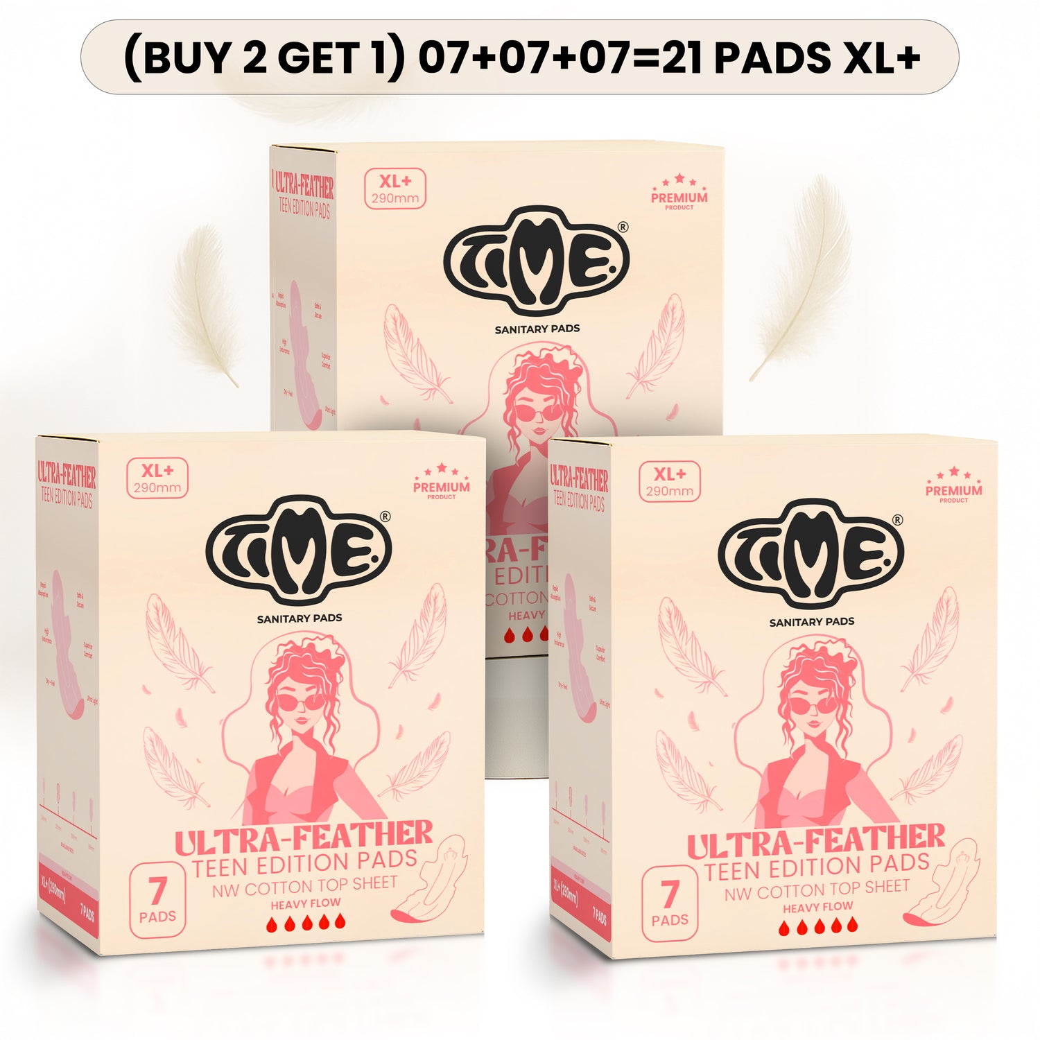 Premium cotton top sheet ultra thin rash free pads XL 7 pads × 3 (B2G1 Pack)