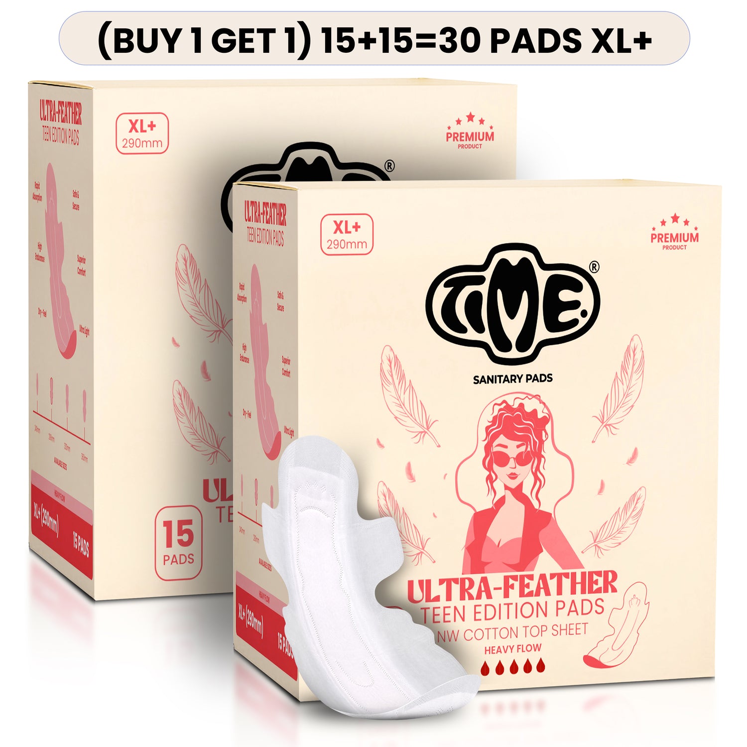 Ultra soft cotton top cover pads for women XL 15 Pads × 2 (B1G1 Pack)