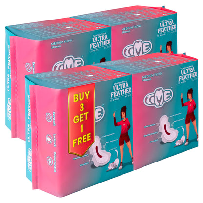 Time Ultra Feather Sanitary Pads - Buy 3 Get 1 Free | Superior Absorption  | Teen Pads | Rash free | Dry Feel