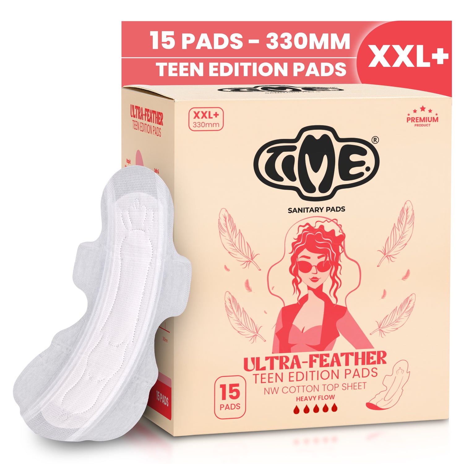 Ultra soft cotton layer leak-free heavy flow pads XXL  15 pads