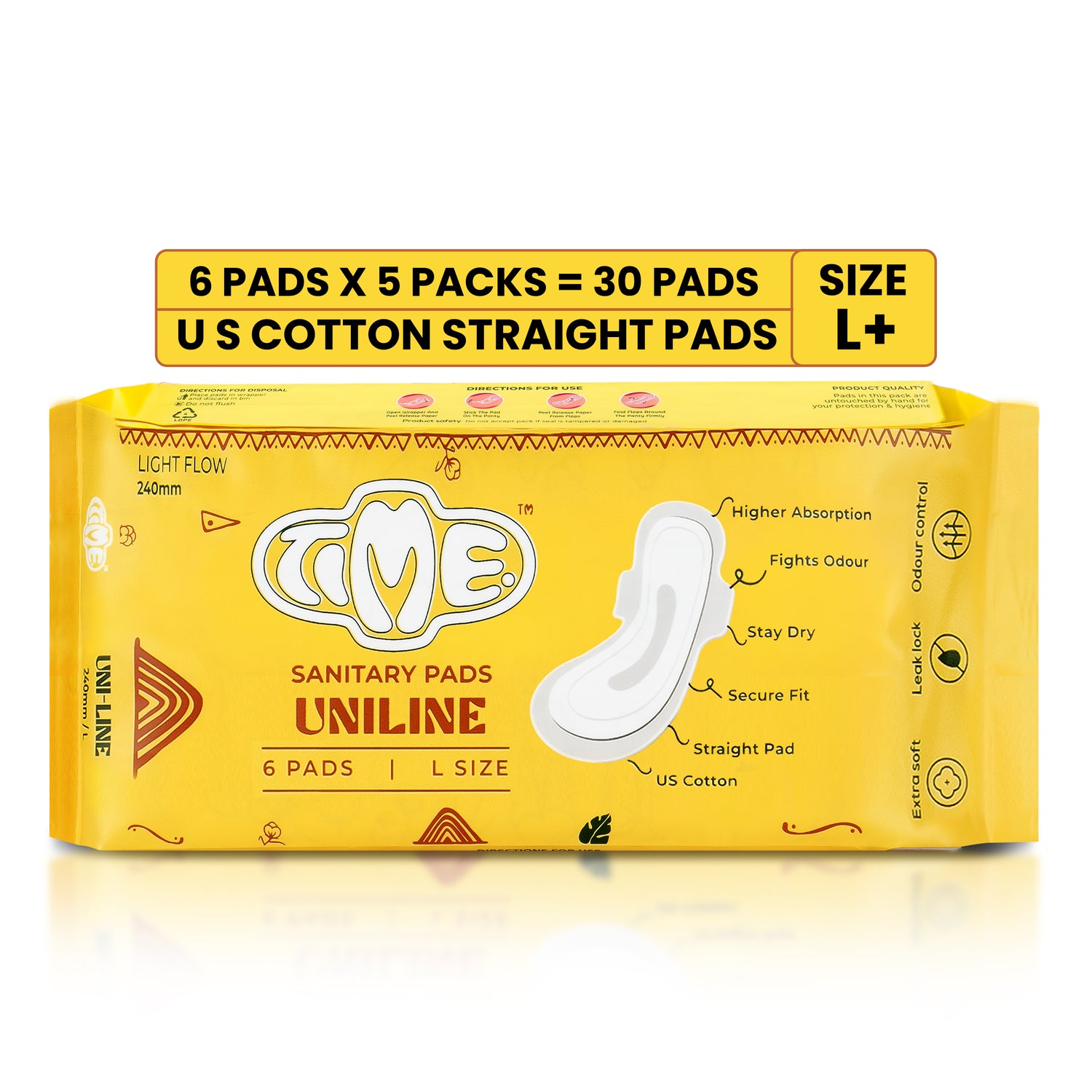 Premium cotton heavy flow netted pads – 6 pads × 5 packs (30 pads)