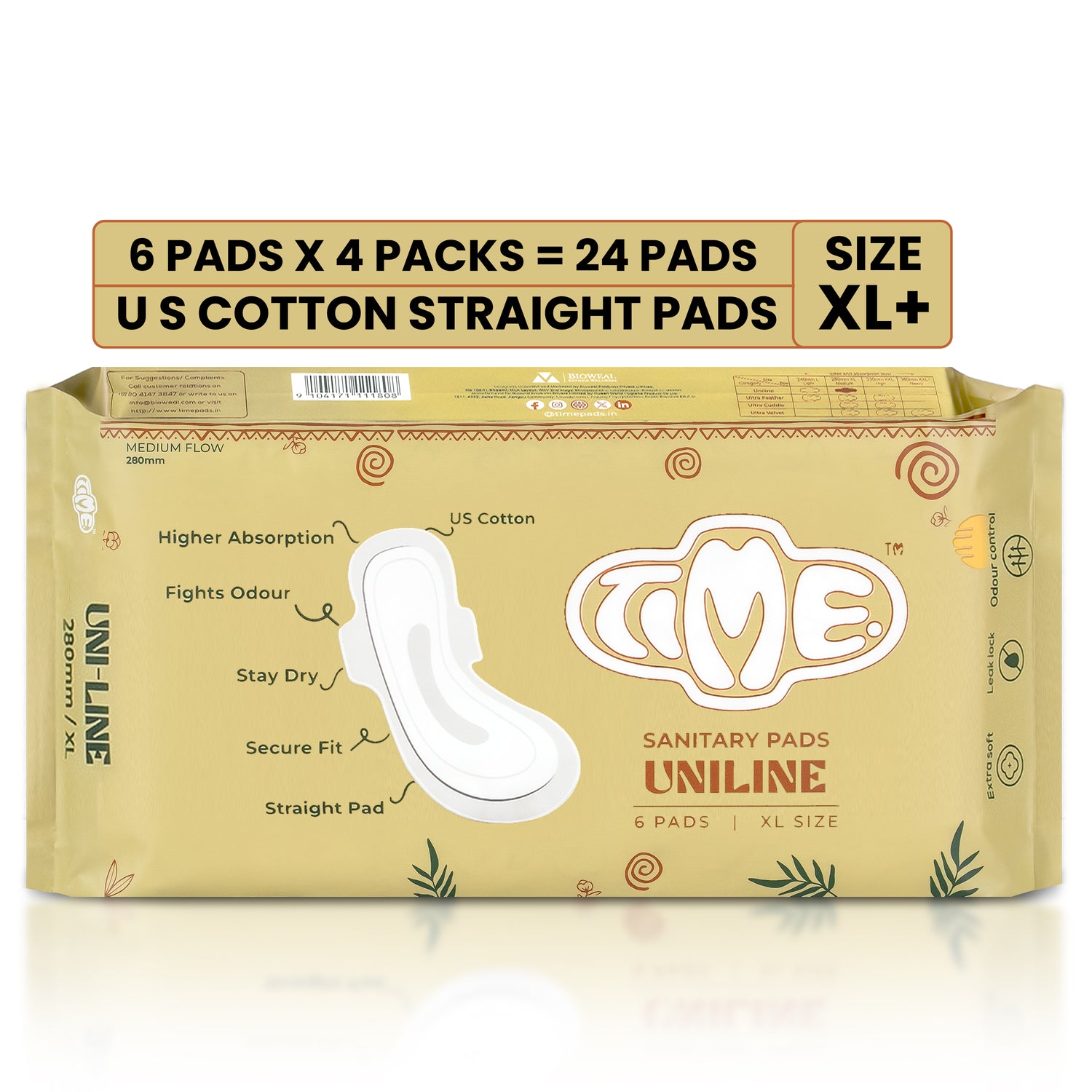 Premium fluffy US cotton netted top sheet straight pads – 6 pads × 4 packs (24 pads)