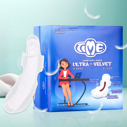 TIME Ultra Velvet High Flow Night Sanitary Pads | 7 Pads