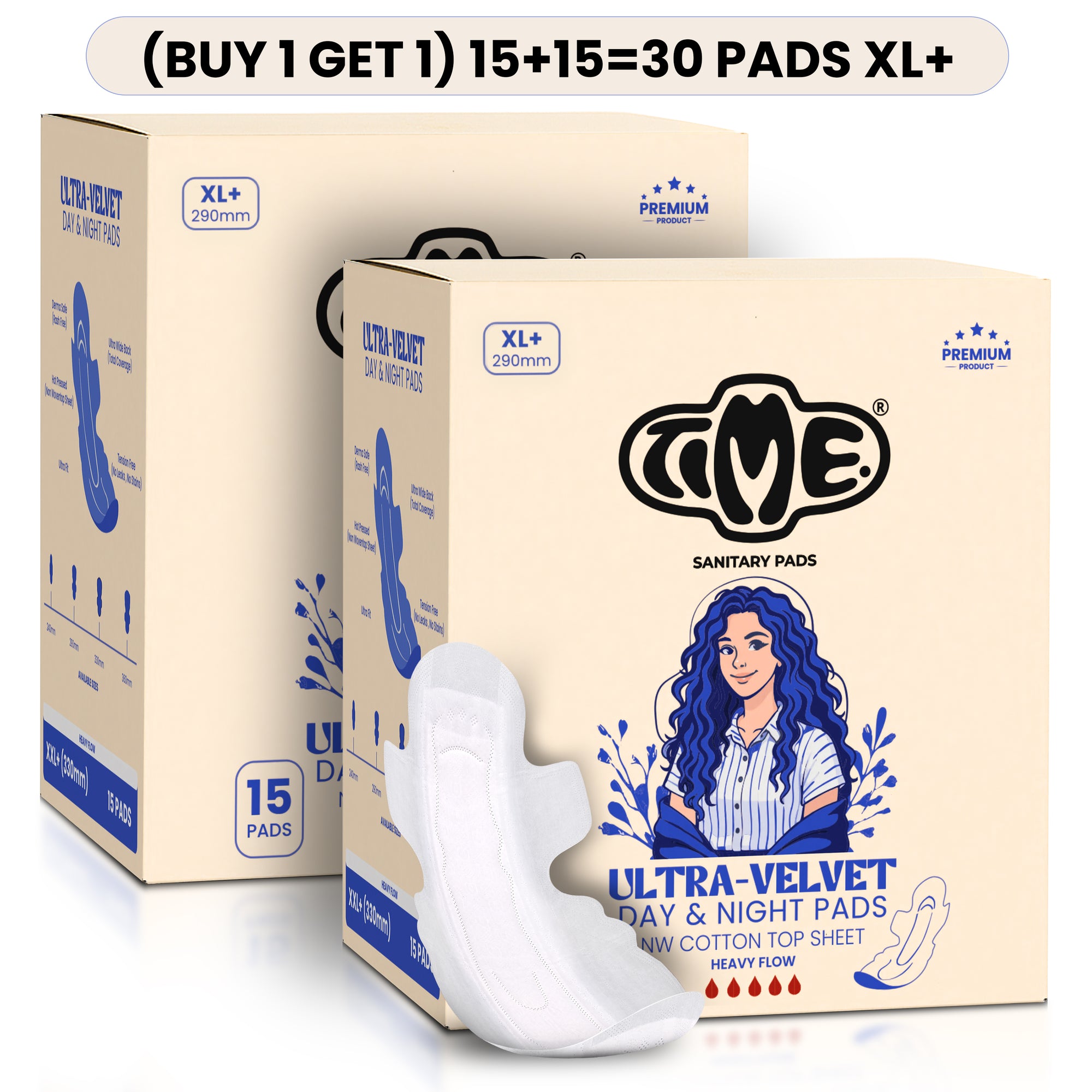 Super absorbent heavy flow leakage protection pads  XL 15 pads × 2 (B1G1 Pack)