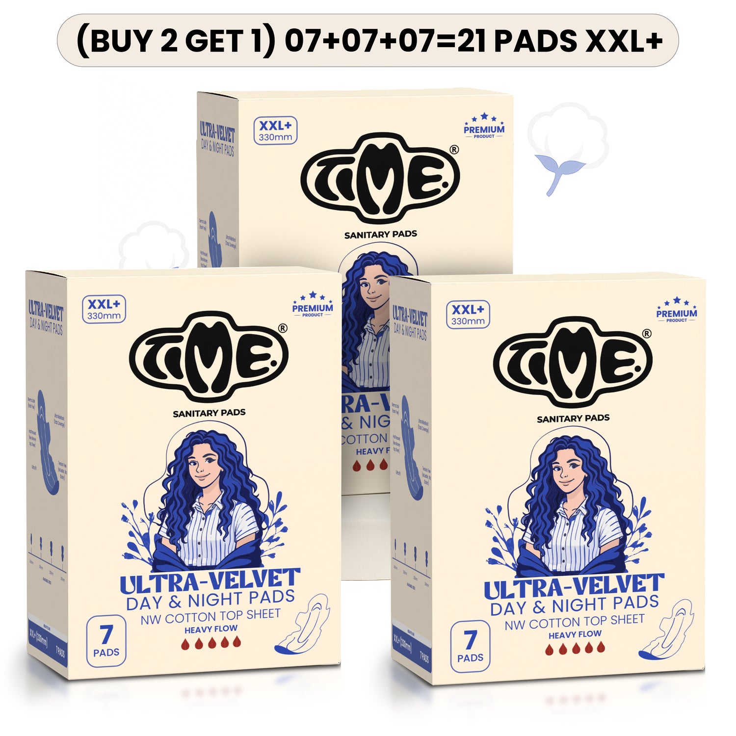 No leak heavy flow  soft ultra thin pads XXL  7 pads × 3 (B2G1 Pack)