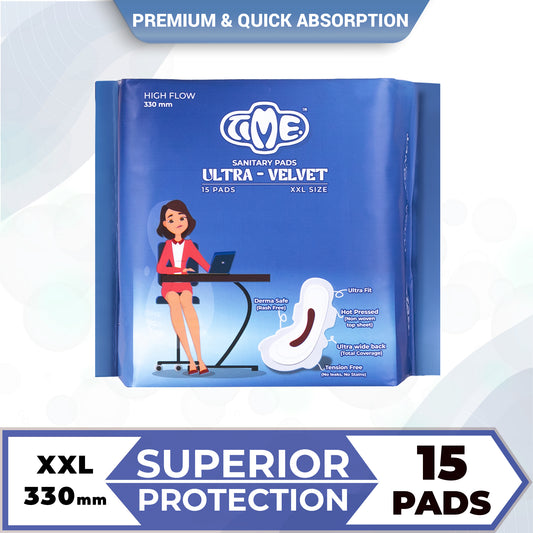 Time Ultra Velvet Sanitary Pads | Odour Free | Cottony Top Sheet | Day and Night Pad | Leak guard