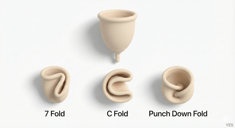 Menstrual cup folding styles