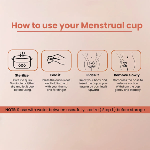 How to Use Time Menstrual Cup – Sterilize Fold Place and Remove Steps with Care Instructions
