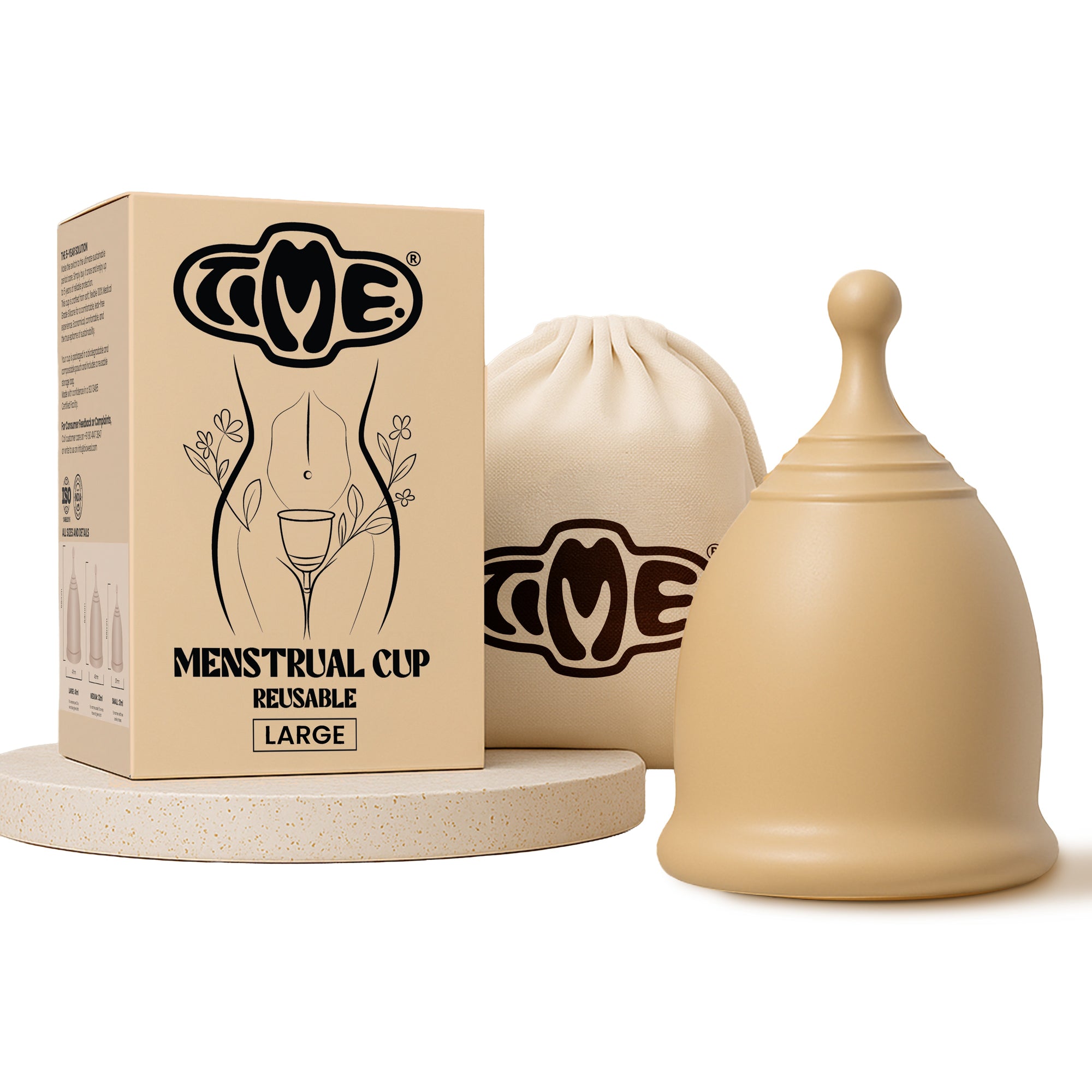 TIME Ultra-Safe Menstrual Cup | Medical Grade Silicone | 12 Hours Leak-Proof Protection | Rash-Free