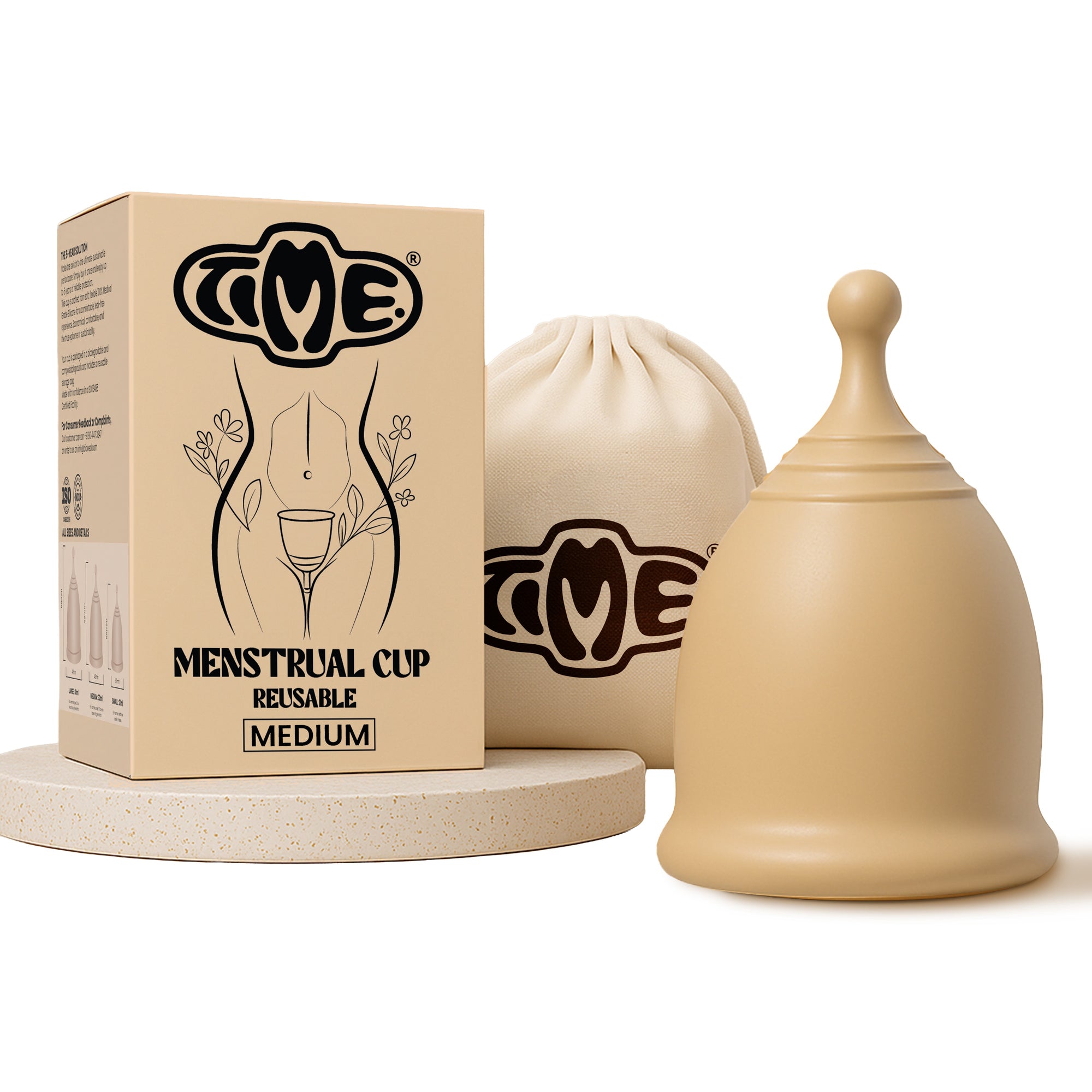 TIME Ultra-Safe Menstrual Cup | Medical Grade Silicone | 12 Hours Leak-Proof Protection | Rash-Free