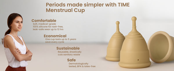 TIME Ultra-Safe Menstrual Cup | Medical Grade Silicone | 12 Hours Leak-Proof Protection | Rash-Free