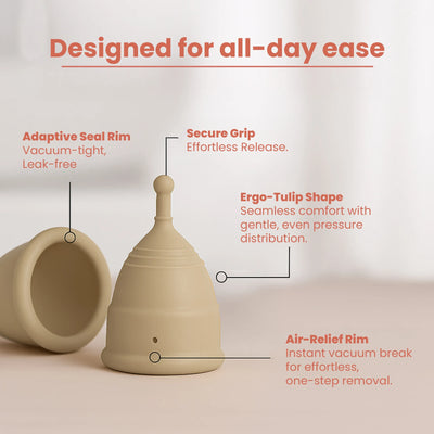 TIME Ultra-Safe Menstrual Cup | Medical Grade Silicone | 12 Hours Leak-Proof Protection | Rash-Free - TIMEPADS