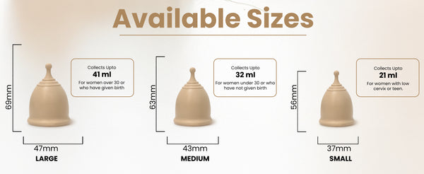 Time Menstrual Cup Size Chart – Large 41ml Medium 32ml and Small 21ml with Measurements