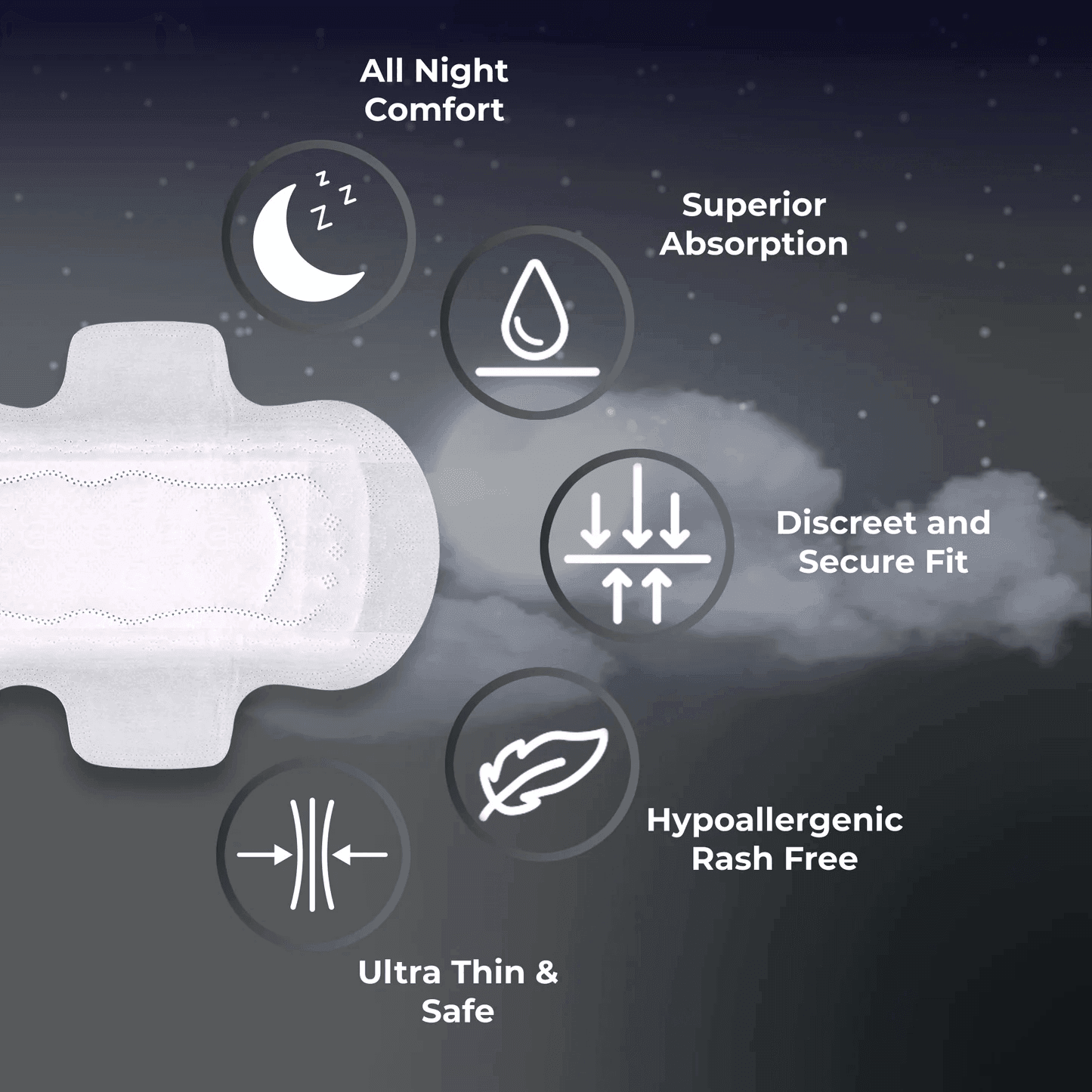 ultra cuddle 330mm XXL sanitary pads for heavy flow nights, ensuring leak-free, comfortable sleep with a wide back, overnight use
