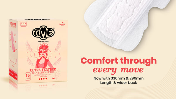 Time Ultra-Feather Teen Edition XXL+ 330mm Sanitary Pads with Wider Back for Comfort Through Every Move