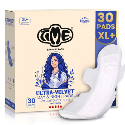 Time Ultra-Velvet XL+ Sanitary Pads 290mm Pack of 30 for Heavy Flow