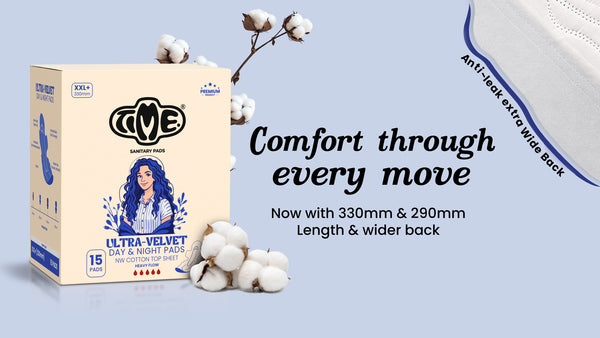 Time Ultra-Velvet XXL+ 330mm Sanitary Pad box with anti-leak extra wide back feature