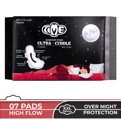 Time Ultra Velvet XL + Ultra Cuddle XXL Sanitary Pads (Pack of 3) | Cottony Top Sheet | Rash Free | All Night Comfort | Leak guard