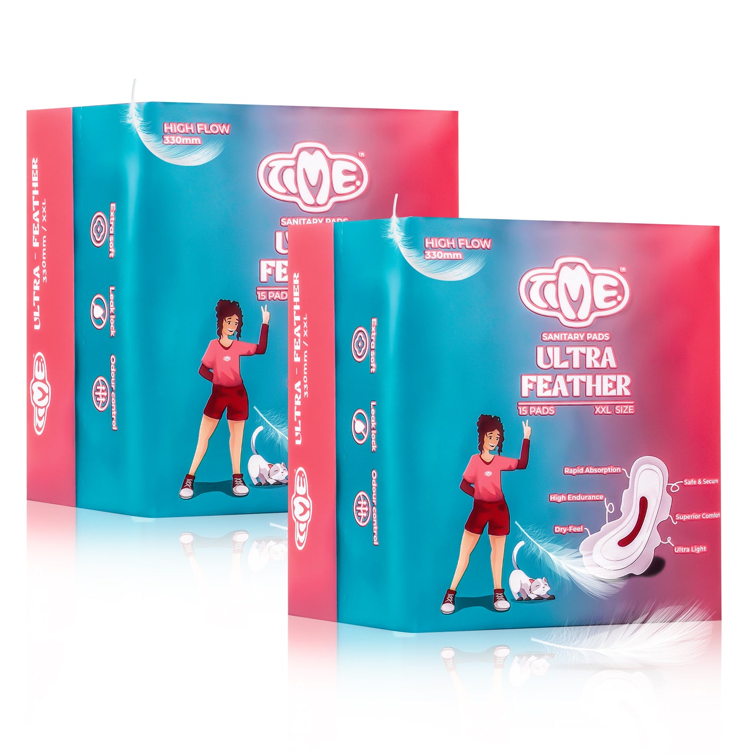 Timepads - Best pads for teenagers india - Ultra feather pack of 15 330mm (2 packs)