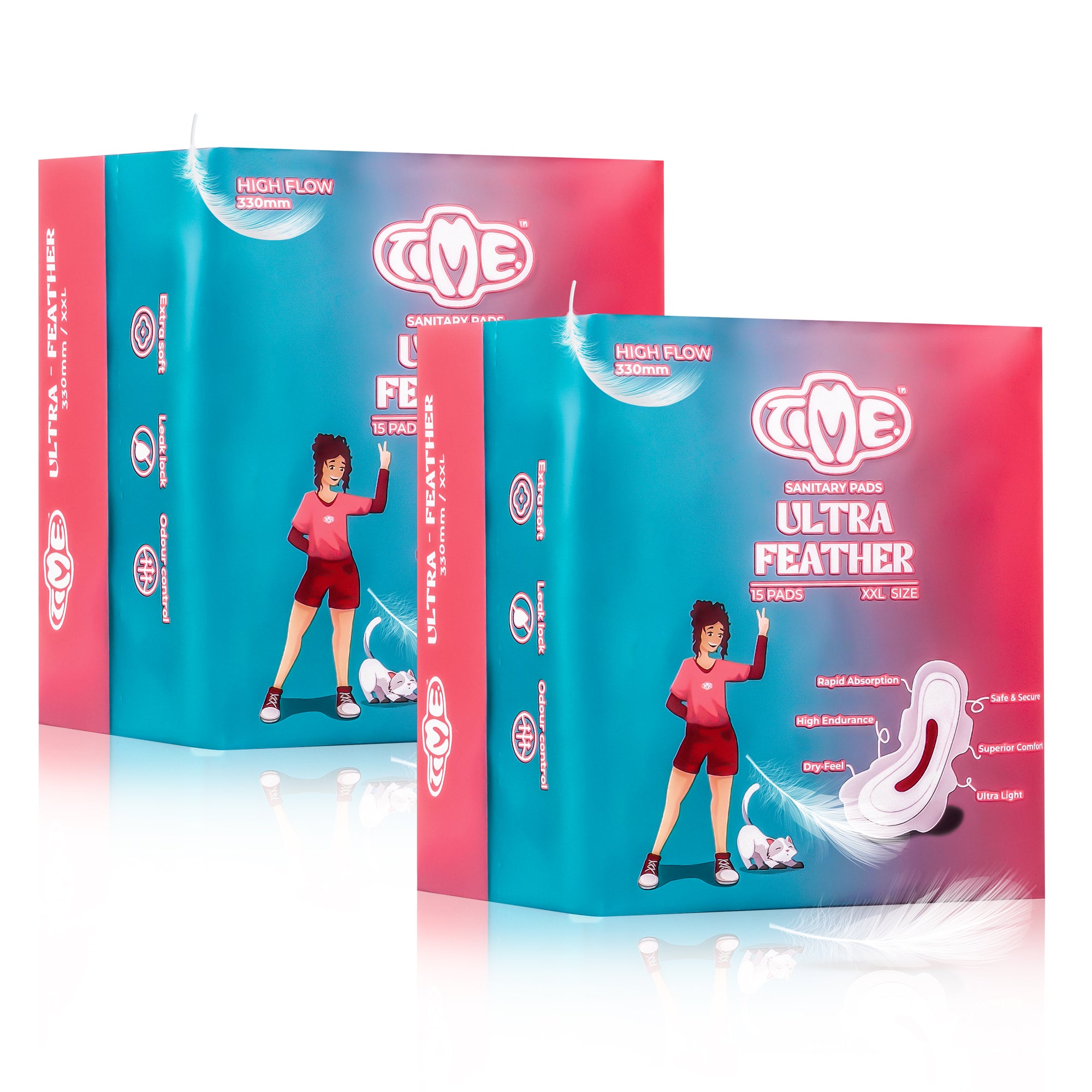 Timepads - Best pads for teenagers india - Ultra feather pack of 15 330mm (2 packs)