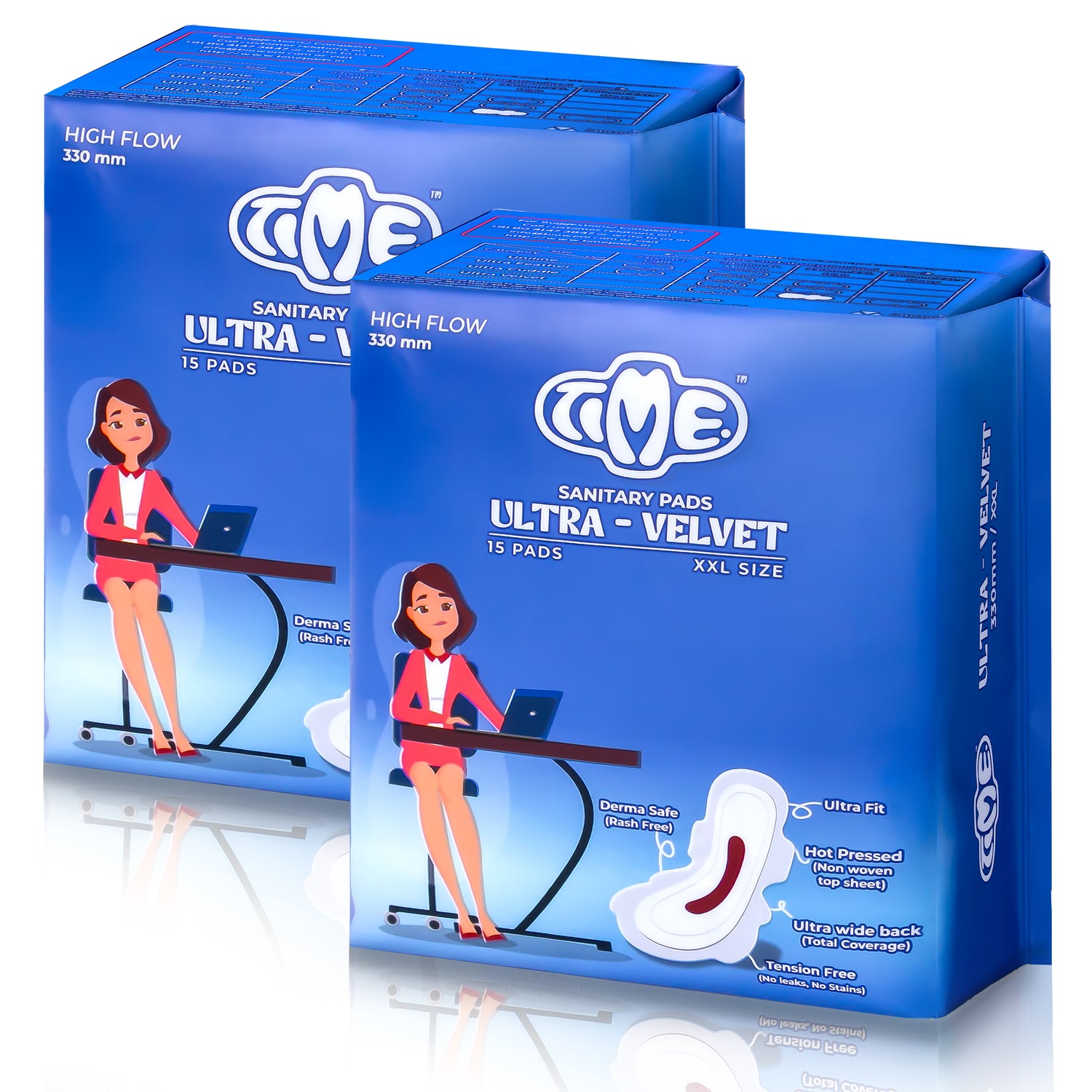 Timepads - Best sanitary pads in india - Ultra Velvet pack of 15 330mm (2 Packs)
