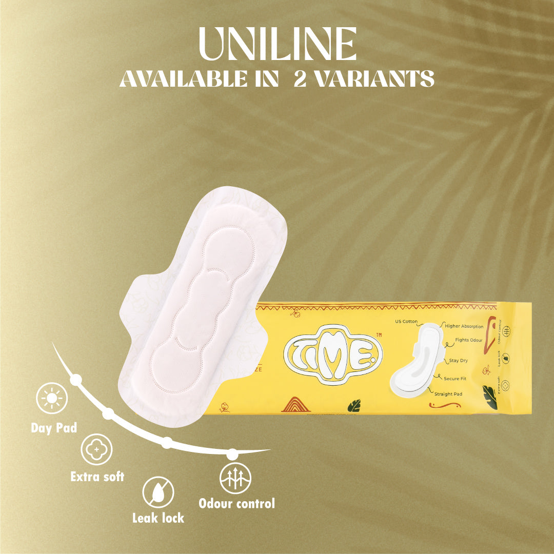 Time Uniline L Sanitary Pads | Straight Pads | U.S. Cotton | Odour Control | Extra Soft