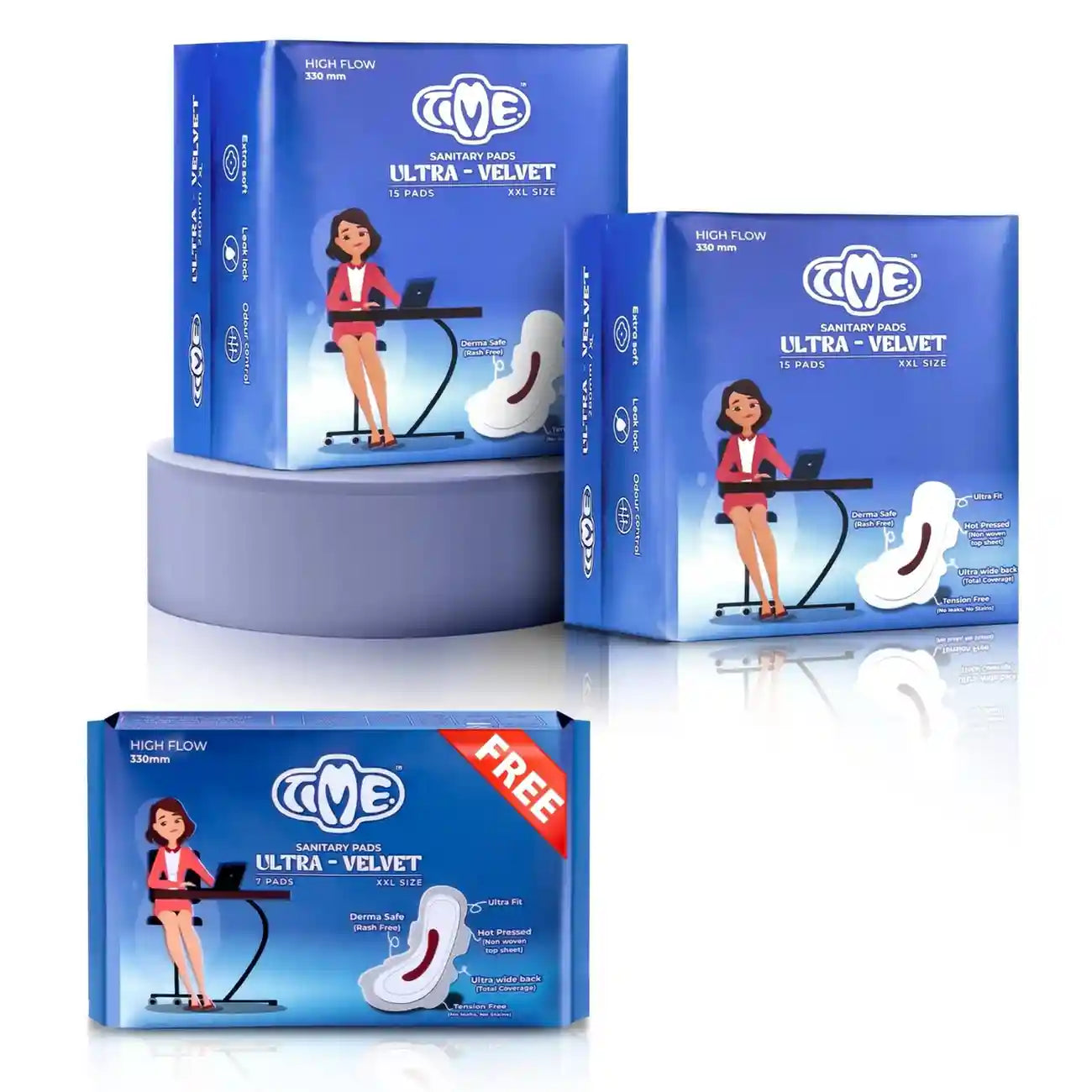TIME Ultra - velvet sanitary pads – 330mm (buy 2 get 1 free 7 pads pack)