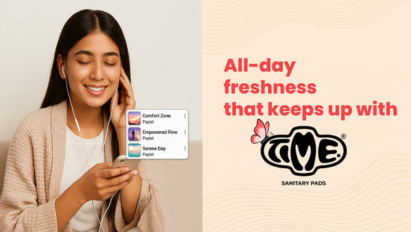 Young Woman Using Time Sanitary Pads Enjoying All-Day Freshness and Odour Control