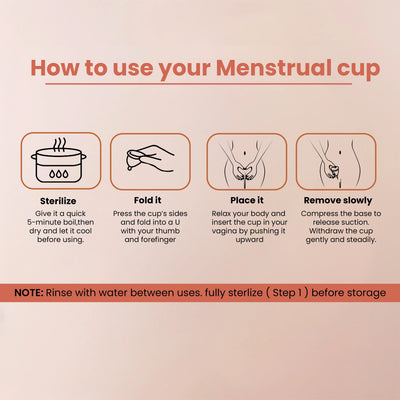 How to use TIME Menstrual Cup sterilize fold insert and remove steps